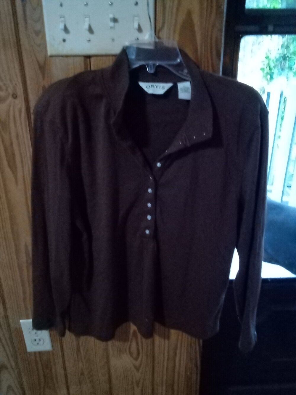Orvis Women's Pullover Cotton Poly Blend Brown Shirt Size XL